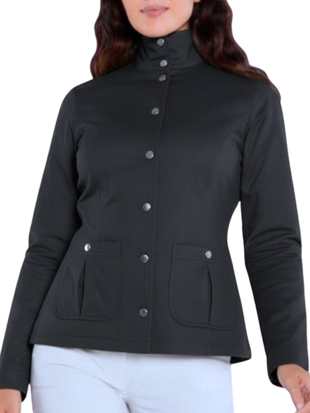 Anatomie Women's Jane Snap Button Jacket Charcoal Gray Windbreaker Travel Sz M - Picture 2 of 11